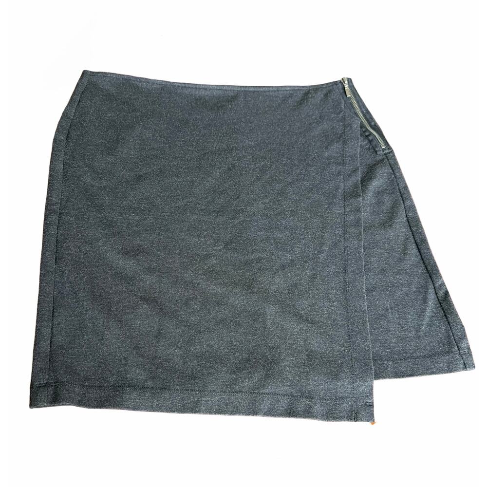 CAbi 998 Mini Pencil Skirt 12 Charcoal Gray Faux Wrap work career party